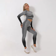 Seamless Ombre Long Sleeve Yoga Set